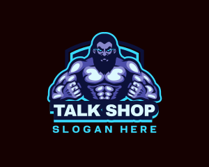 Muscle Bodybuilder Titan Fitness logo design