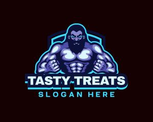 Muscle Bodybuilder Titan Fitness logo design