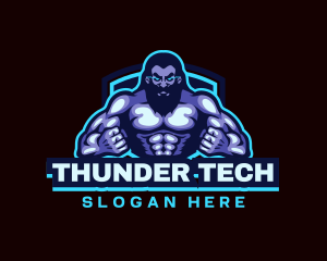 Muscle Bodybuilder Titan Fitness logo design