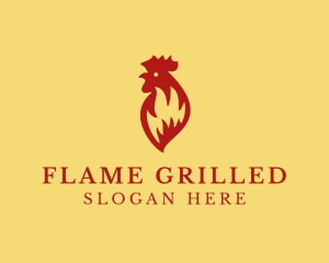 Flaming Chicken Grill logo design