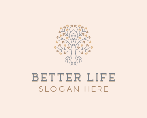 Woman Tree Yoga logo design