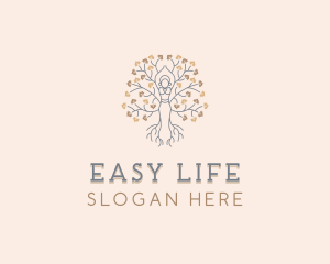 Woman Tree Yoga logo design