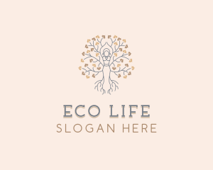 Woman Tree Yoga logo design