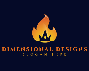 Gradient 3D Crown Flame logo design