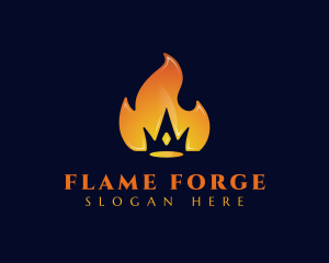 Gradient 3D Crown Flame logo design