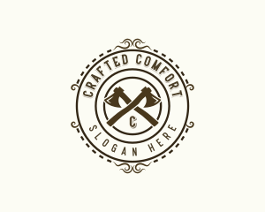 Woodworking Lumberjack Axe logo design