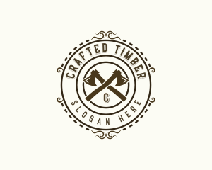 Woodworking Lumberjack Axe logo design