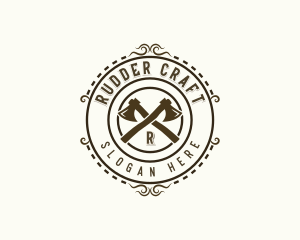 Woodworking Lumberjack Axe logo design