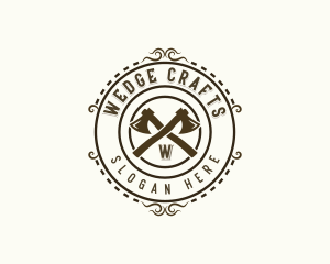 Woodworking Lumberjack Axe logo design