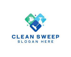 Cleaning Tools Mop Broom logo design