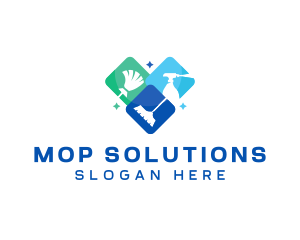 Cleaning Tools Mop Broom logo design