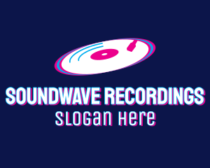 Glitchy Turntable Record logo design