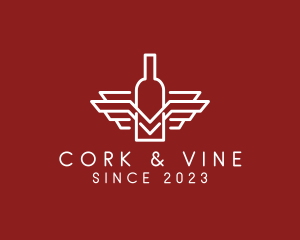 Wine Bottle Wings logo design