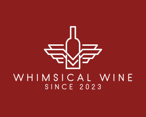 Wine Bottle Wings logo design