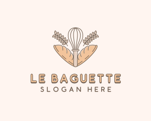 Whisk Baguette Bread logo design