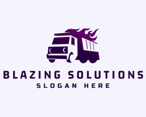 Flaming Dump Truck logo design