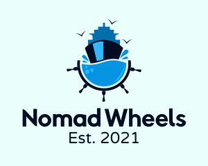 Sea Ferry Ship Wheel logo design