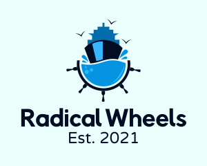 Sea Ferry Ship Wheel logo design