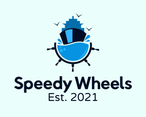 Sea Ferry Ship Wheel logo design