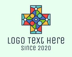 Doctor - Colorful Stained Glass Cross logo design