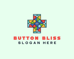 Colorful Stained Glass Cross logo design