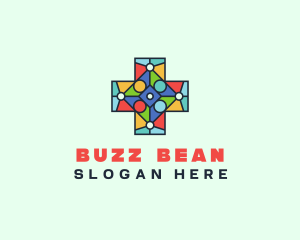 Colorful Stained Glass Cross logo design