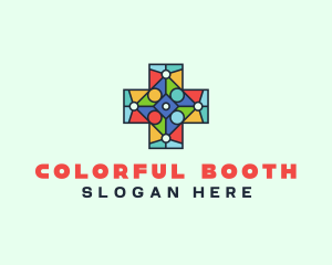 Colorful Stained Glass Cross logo design