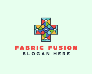 Colorful Stained Glass Cross logo design