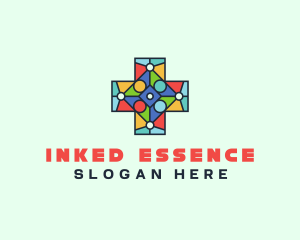 Colorful Stained Glass Cross logo design