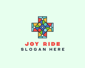 Colorful Stained Glass Cross logo design