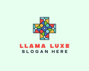 Colorful Stained Glass Cross logo design