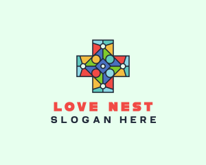 Colorful Stained Glass Cross logo design