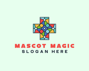 Colorful Stained Glass Cross logo design