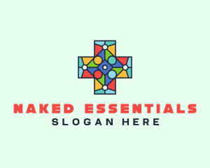 Colorful Stained Glass Cross logo design