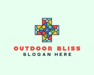 Colorful Stained Glass Cross logo design