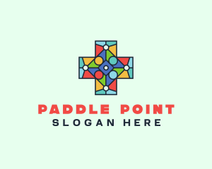 Colorful Stained Glass Cross logo design