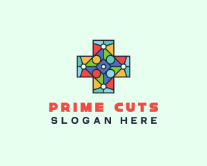 Colorful Stained Glass Cross logo design