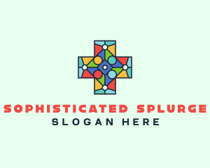 Colorful Stained Glass Cross logo design