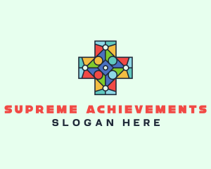 Colorful Stained Glass Cross logo design