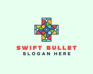 Colorful Stained Glass Cross logo design