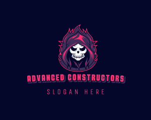 Skeleton Demon Reaper logo design