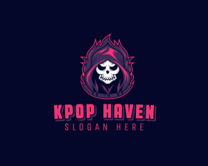 Skeleton Demon Reaper logo design