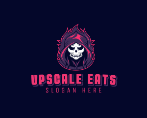 Skeleton Demon Reaper logo design