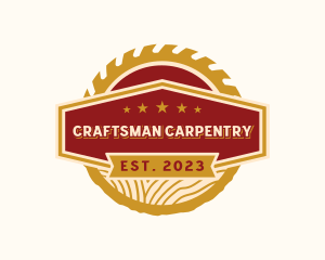 Saw Woodgrain Carpentry logo design