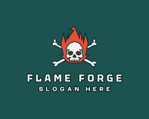 Burning Skull Flame logo design