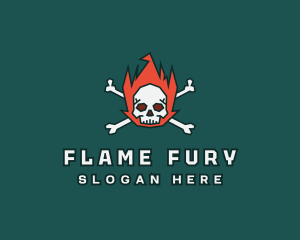 Burning Skull Flame logo design