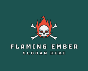 Burning Skull Flame logo design
