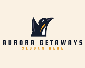 Geometric Penguin Bird logo design