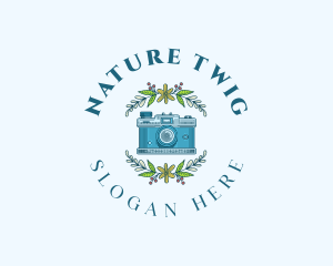 Floral Camera Twig logo design