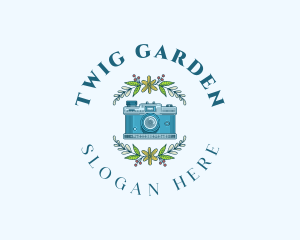 Floral Camera Twig logo design